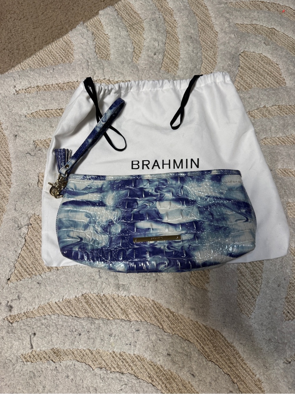 Brahmin Blue Marble Wristlet Clutch